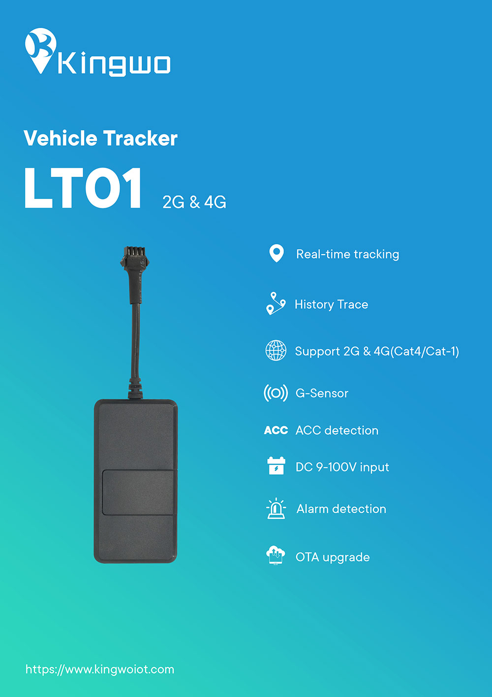 Especificações do rastreador LT01
