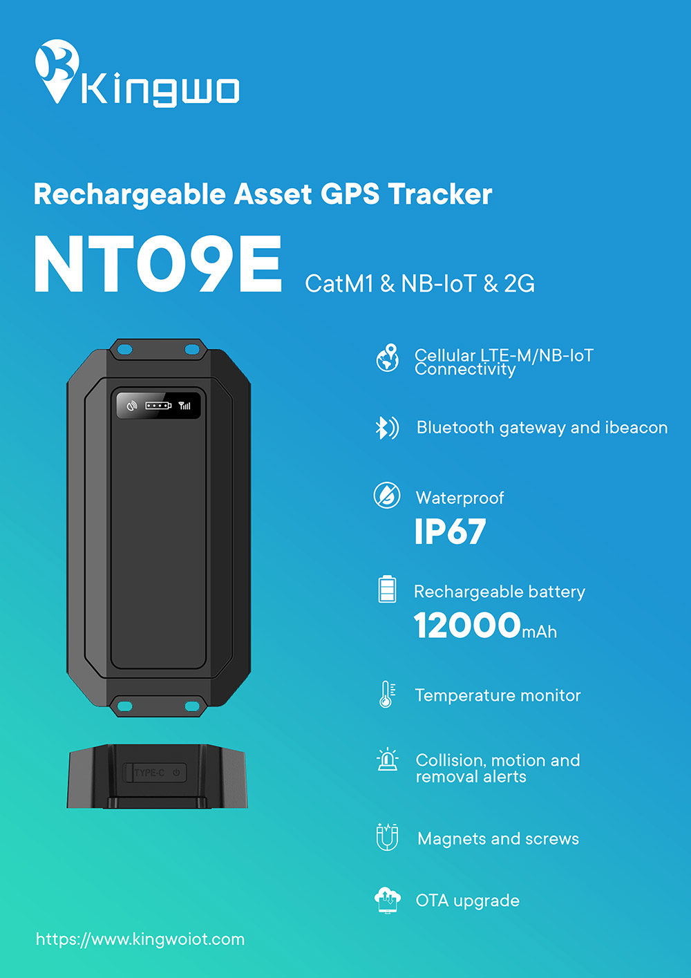 Asset Tracker Device with 12000mAh Rechargeable Battery NT09U - ASSET TRACKER - 1