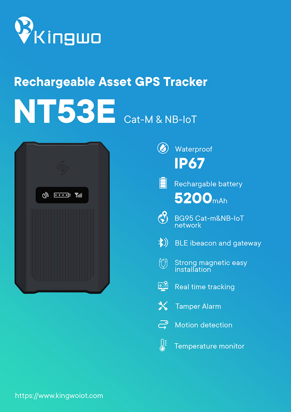 LTE-M Tracker with Temperature Alarm and Rechargeable Tracker - LTE-M TRACKER - 1
