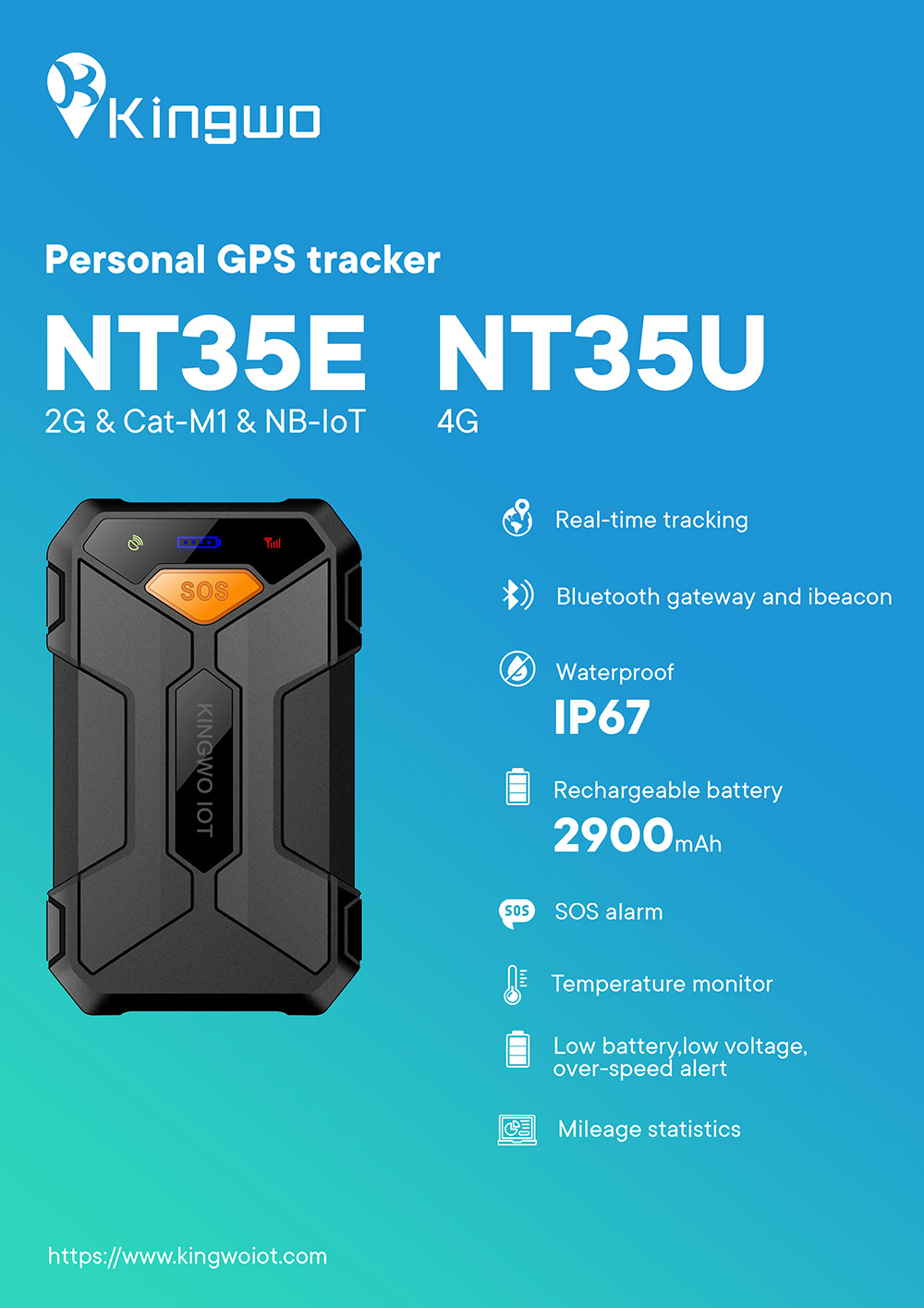 Personal Tracking Smart GPS with 2900mAh Rechargeable Battery - PERSONAL TRACKER - 1